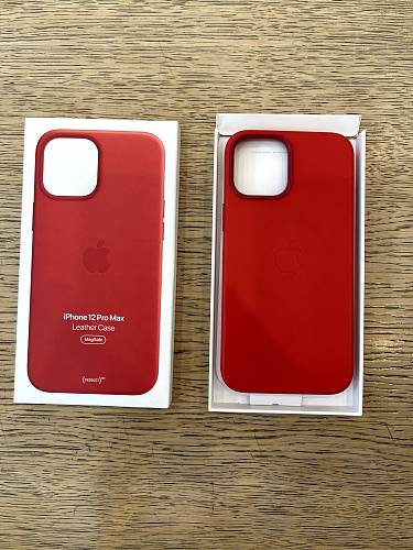 Чехол для смартфона Apple MagSafe для iPhone 12 Pro Max, кожа, красный (PRODUCT)RED (уценка)